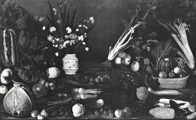 Arte Fotografica — Maestro della natura morta di Hartford - sec. XVI - Natura morta con frutta, ortaggi e vaso di fiori — insieme